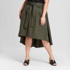 Women's Plus Size Tie Front Midi Skirt - Who What Wear Olive (green)