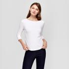 Women's 3/4 Sleeve Boatneck T-shirt - A New Day White