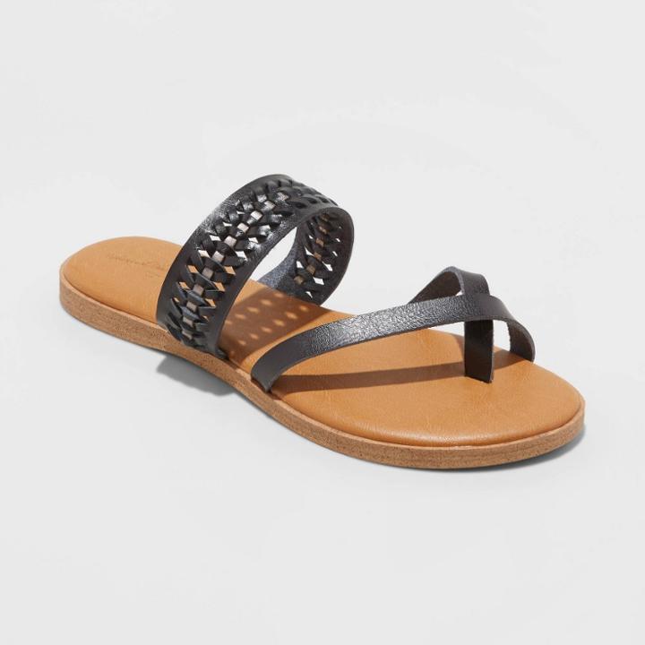 Women's Lissie Woven Toe Ring Slide Sandals - Universal Thread Black