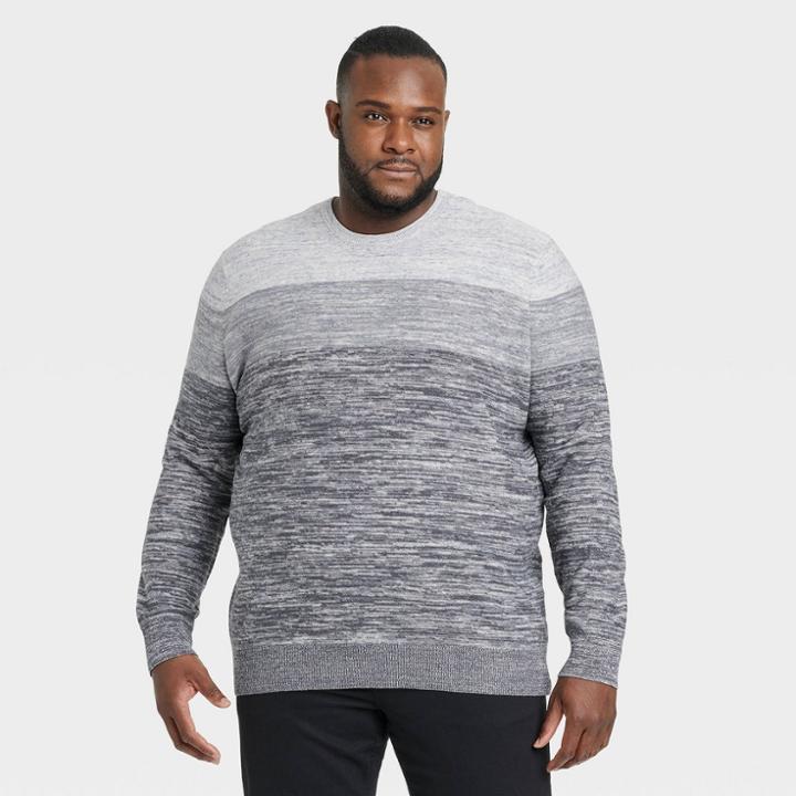 Men's Big & Tall Colorblock Crew Neck Pullover - Goodfellow & Co Cement Gray