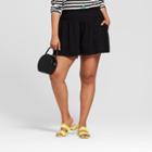 Women's Plus Size Stretch Knit Shorts - Ava & Viv Black