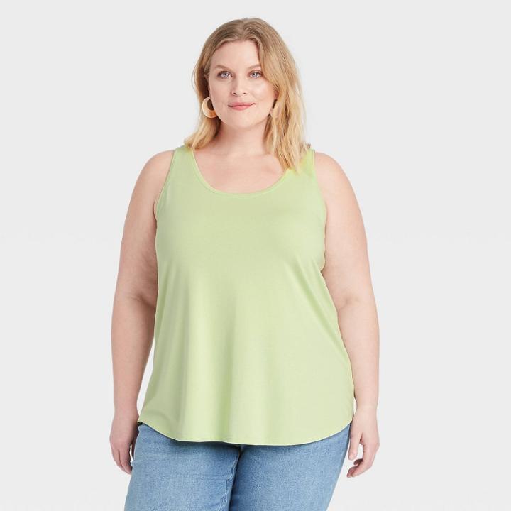 Women's Plus Size Drapey Tank Top - Ava & Viv Green