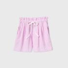 Women's Gingham High-rise Drawstring Paperbag Shorts - Wild Fable Pink