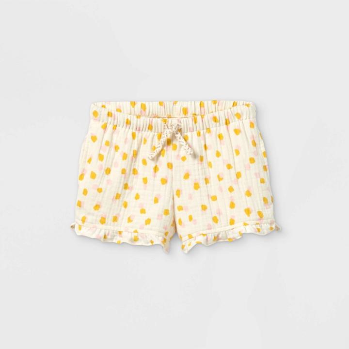 Toddler Girls' Ruffle Pull-on Shorts - Cat & Jack Cream