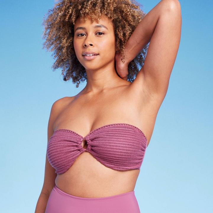Women's Crochet Bandeau Bikini Top - Shade & Shore Pink