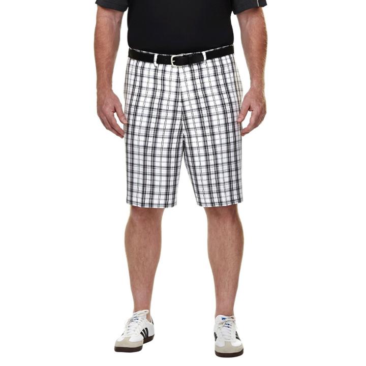 Haggar H26 Men's Big & Tall 9 Classic Fit Performance Shorts White Plaid