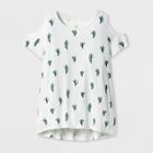 Grayson Social Girls' Short Sleeve Cactus Cold Shoulder T-shirt - White