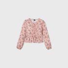 Girls' Floral Button-front Long Sleeve Top - Art Class Pink