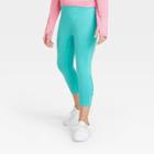 Girls' Ruched Performance Capri Leggings - All In Motion Turquoise