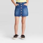 Girls' Button-front Jean Skirt- Cat & Jack Medium Wash M, Girl's, Blue