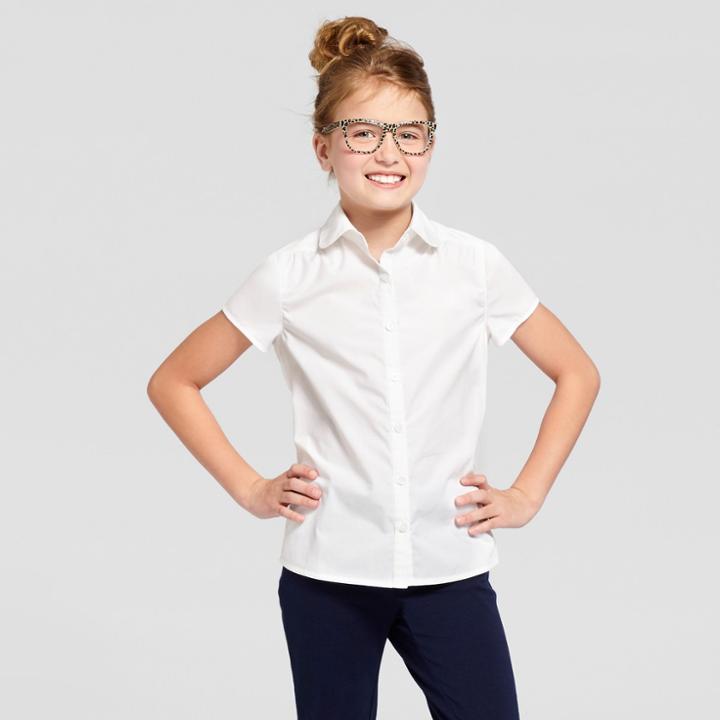 Girls' Short Sleeve Woven Blouse - Cat & Jack White