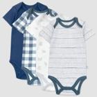 Honest Baby Boys' 4pk Organic Cotton Painted Buffalo Short Sleeve Bodysuit - Navy/gray/white Newborn