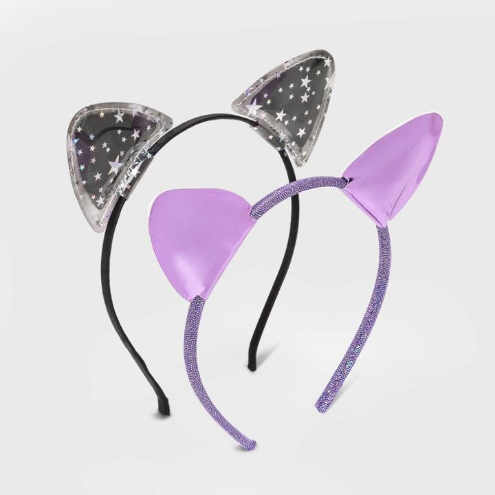 Girls' 2pk Star And Shiny Cat Ear Headband - Cat & Jack