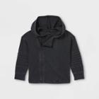 Toddler Boys' Washed Hooded Long Sleeve Moto Jacket - Art Class Black