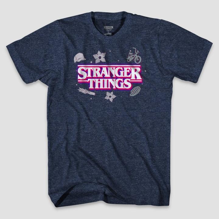 Men's Stranger Things Cymone Wilder Logo Short Sleeve Graphic T-shirt - Heathered Blue