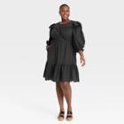 Women's Plus Size Ruffle Long Sleeve Ruffle Dress - Universal Thread Dark Gray