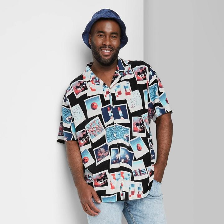 Men's Big & Tall Regular Fit Short Sleeve Button-down Shirt - Original Use Black