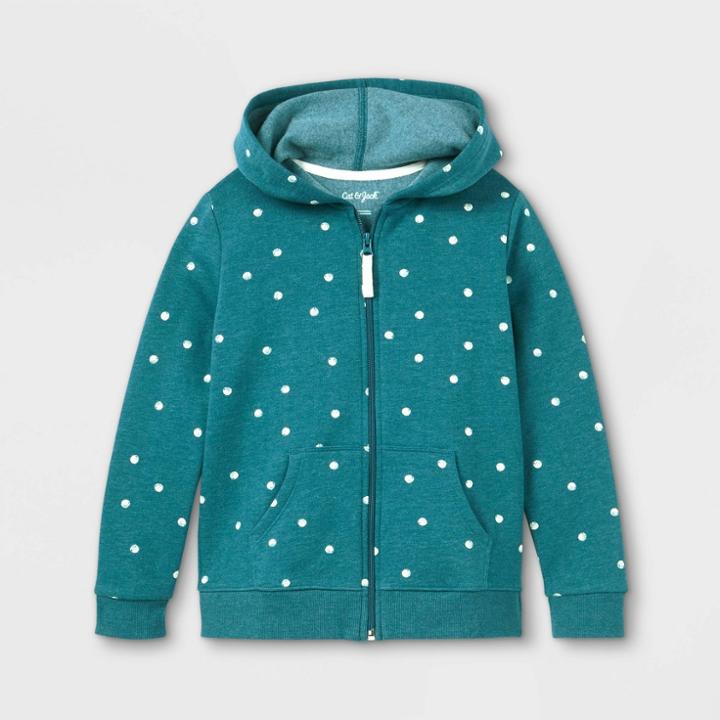Girls' Printed Zip-up Hoodie - Cat & Jack Teal