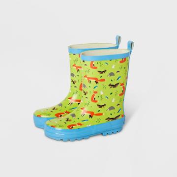 Kids' Forest Friends Garden Rain Boots Green S - Kid Made Modern, Kids Unisex