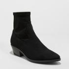 Women's Loraine Microsuede Wide Width Western Sock Booties - Universal Thread Black 6w,