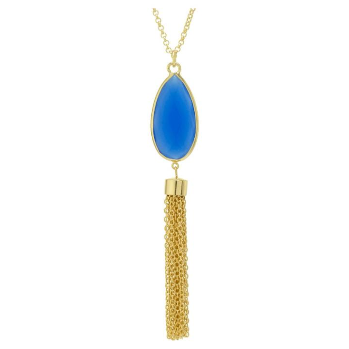 Target Gold Plated Tassle Necklace -gold/blue