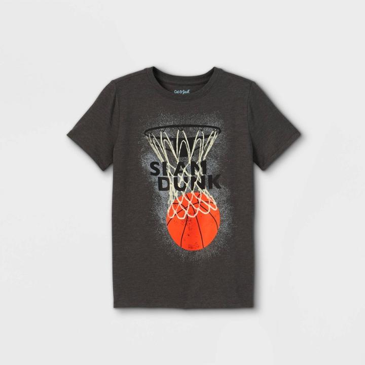 Boys' 'slam Dunk' Short Sleeve Graphic T-shirt - Cat & Jack Charcoal Heather