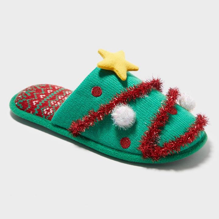 Dluxe By Dearfoams Slide Slippers - Green Xs, Adult Unisex, Green Red Yellow