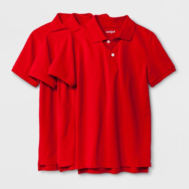 Boys' 3pc Short Sleeve Pique Uniform Polo Shirt - Cat & Jack Red