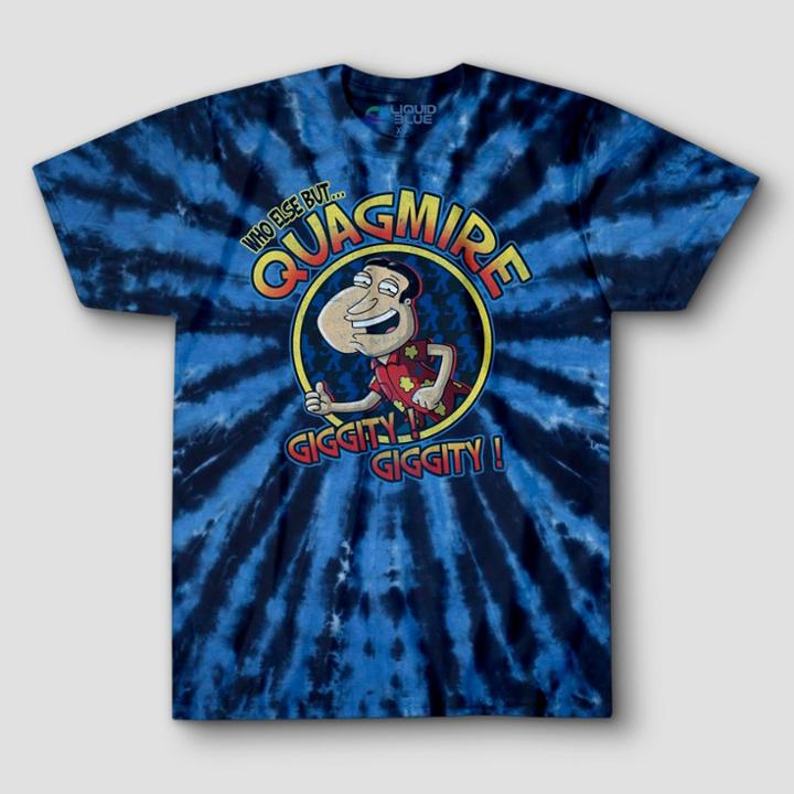 Men's Family Guy Quagmire Short Sleeve Graphic T-shirt - Tie Dye Blue