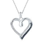 Target Diamond Accent Prong Set Heart Pendant In Sterling Silver (ij-i2-i3) - Black (18), Women's, White