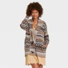 Women's Open Neck Pullover Sweater - Knox Rose Brown Ikat