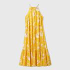 Women's Plus Size Floral Print Sleeveless Tiered Maxi Dress - Ava & Viv Yellow X, Women's