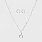Sterling Silver Initial O Earrings And Necklace Set - A New Day Silver, Girl's,