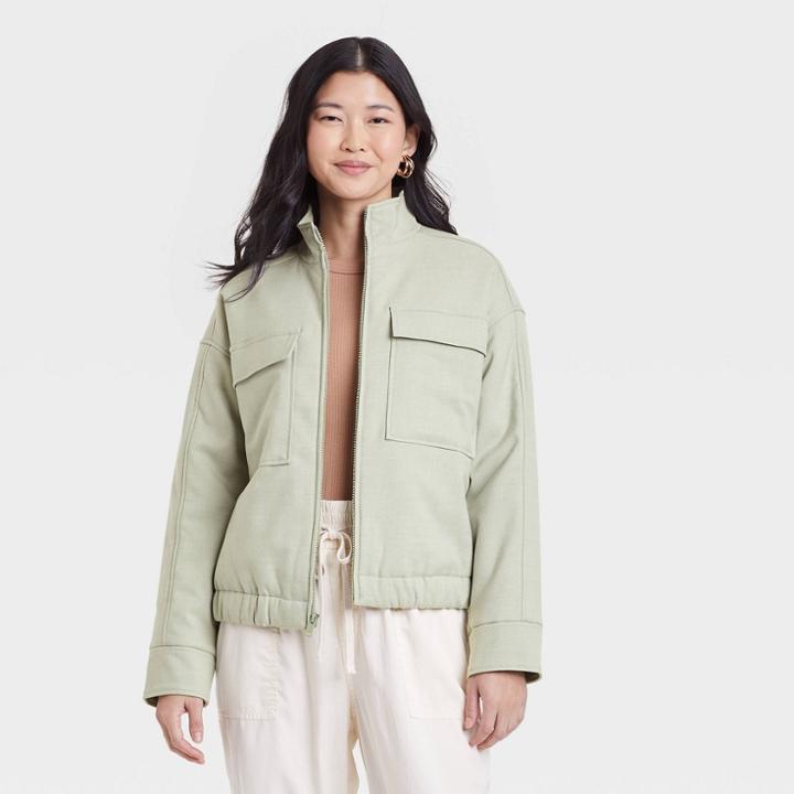 Women's Brushed Padded Jacket - A New Day Green