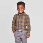 Toddler Boys' Specialty Twill Long Sleeve Buffalo Check Button-down Shirt - Cat & Jack Green