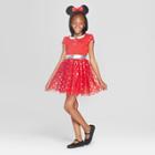 Girls' Disney Minnie Mouse Short Sleeve Cosplay Dress - Red/black