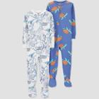 Baby Boys' 2pk Sea Turties/undersea Creatures Footed Pajama - Just One You Made By Carter's Blue/white