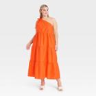 Women's Plus Size One Shoulder Sleeveless Dress - Who What Wear Orange