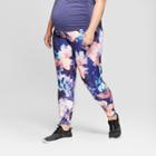 Maternity Plus Size Floral Print Active Leggings With Crossover Panel - Isabel Maternity By Ingrid & Isabel Lilac 1x, Women's, Purple