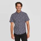 Men's Floral Print Standard Fit Short Sleeve Poplin Button-down Shirt - Goodfellow & Co Garden Blue