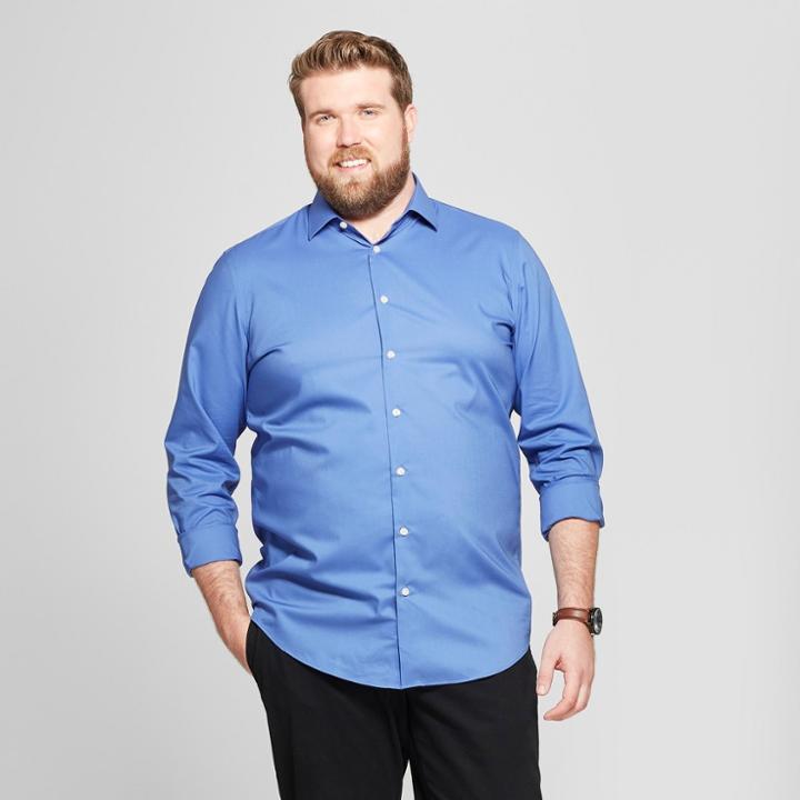 Men's Tall Standard Fit Long Sleeve Button-down Shirt - Goodfellow & Co French Blue