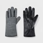 Women's Plaid Leather Gloves With Tech Touch - A New Day Black