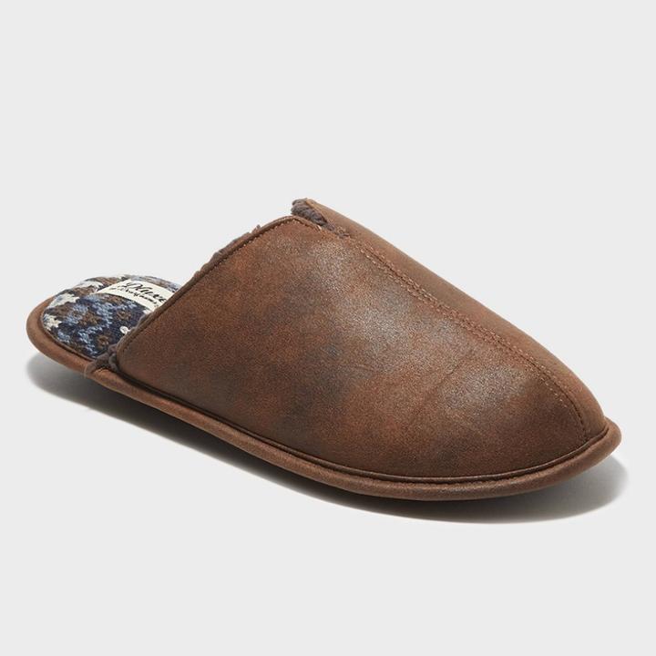 Men's Dluxe By Dearfoams Fenton Scuff Slide Slippers - Brown