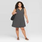 Women's Plus Size Striped Sleeveless U-neck Tank Dress - Universal Thread Black