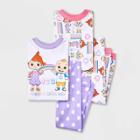 Toddler Girls' 4pc Cocomelon 123 With Me Top And Pants Pajama Set - Purple