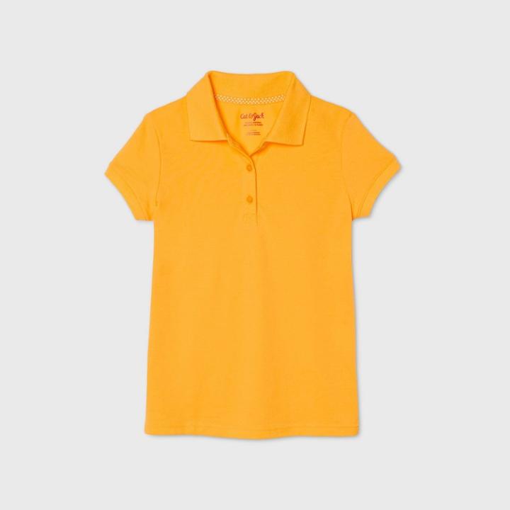 Petitegirls' Short Sleeve Stretch Pique Uniform Polo Shirt - Cat & Jack Gold