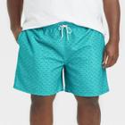 Men's Big & Tall 7 Geo Swim Trunks - Goodfellow & Co Turquoise Green