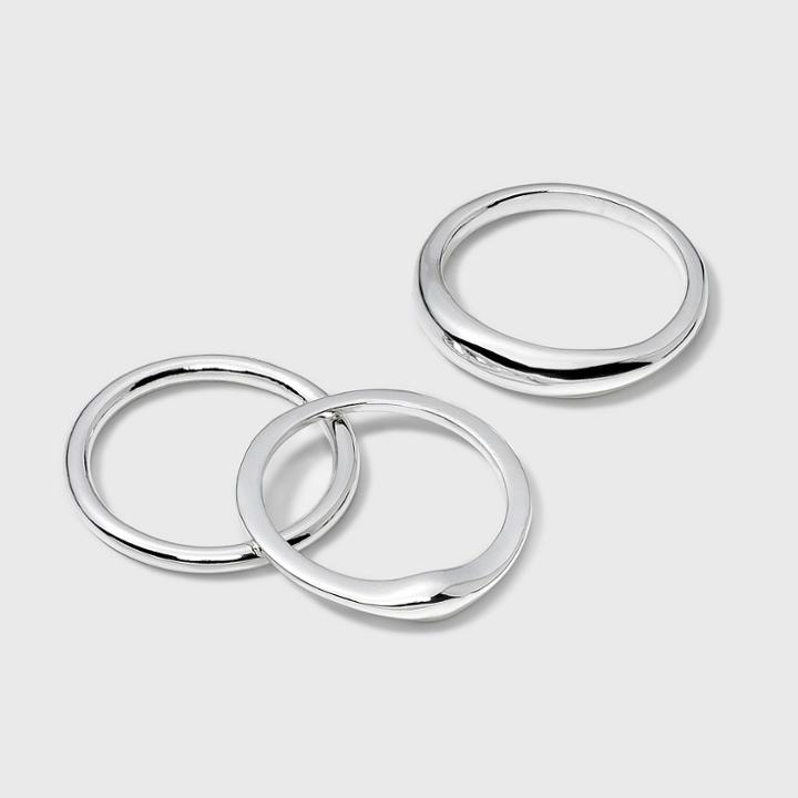 Silver Plated Band Ring Set - A New Day
