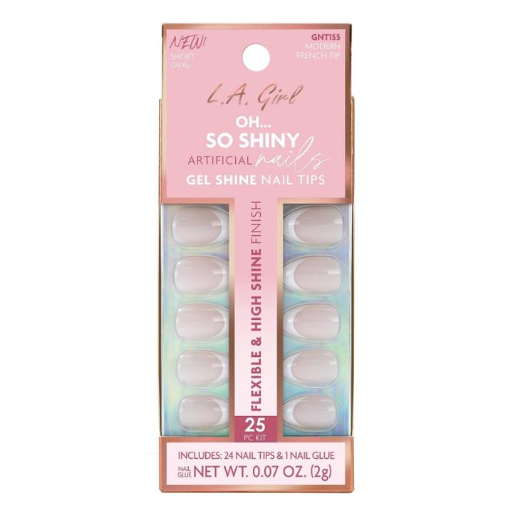 L.a. Girl Artificial Nail Tips- Oh So Shiny - Modern French Tip