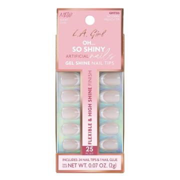 L.a. Girl Artificial Nail Tips- Oh So Shiny - Modern French Tip